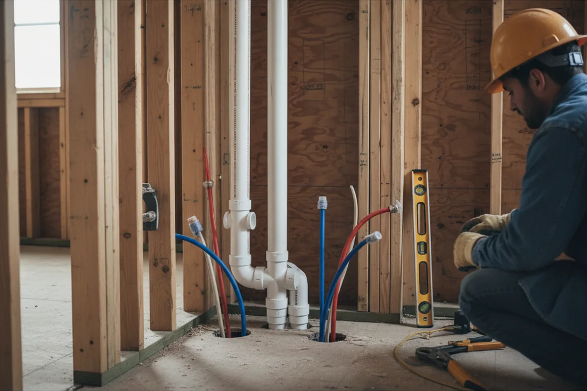 Drain and supply rough-in during Leak Detection in Alamosa